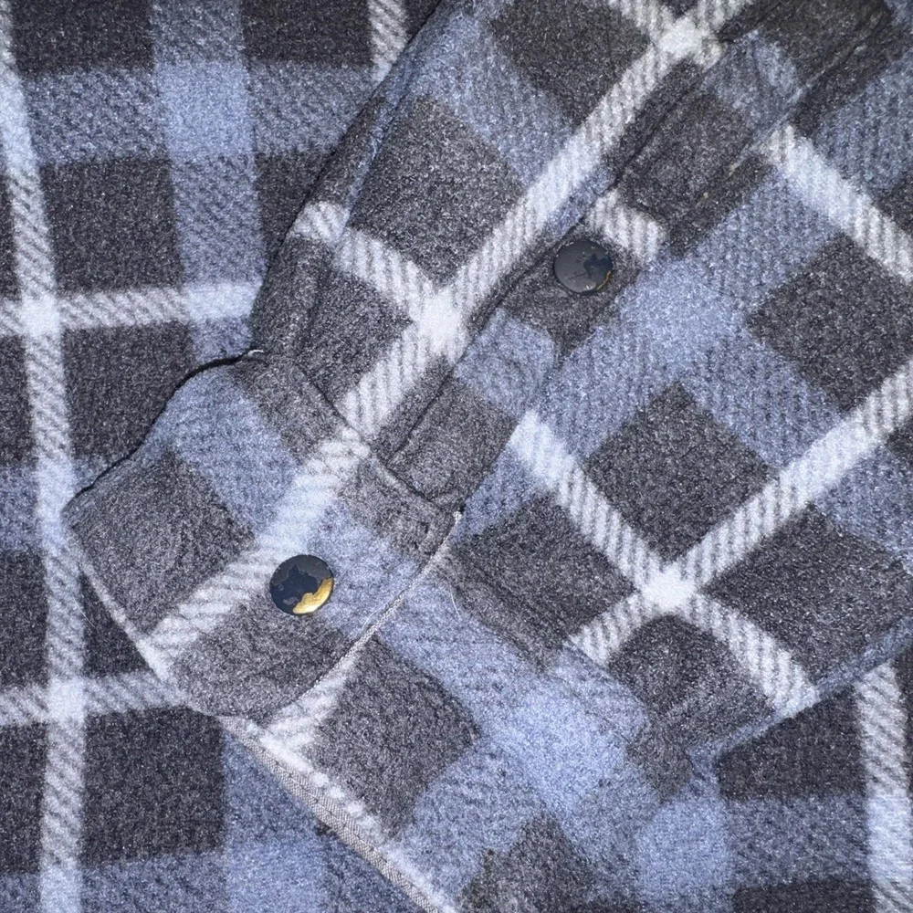 Voyager Sherpa Lined Men's Flannel Fleece Shirt Jacket Blue Plaid Size XL